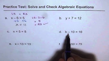 Solve Simple Algebraic Equations Test 1 - EDEXCEL - GCSE - SAT