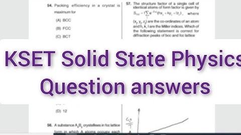 Condensed matter || KSET Solid state physics previous year question paper|| Physical Science