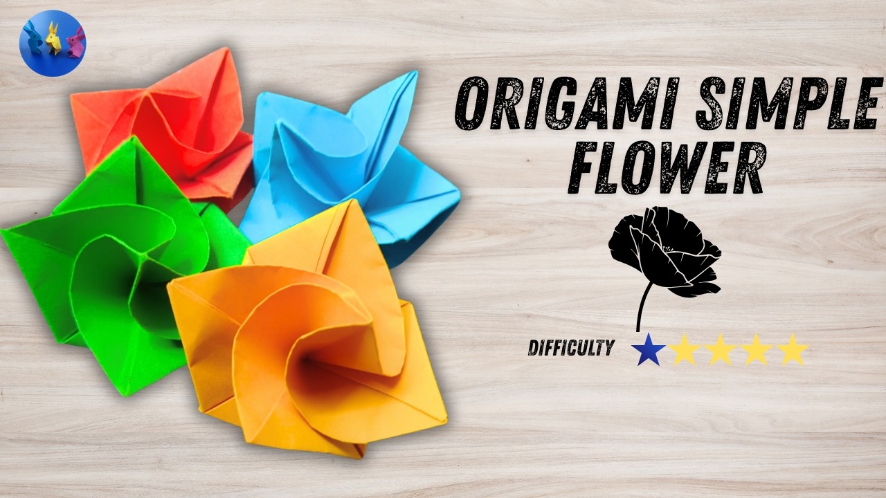 How to make Simple Origami flower perfect for Decor|| NO GLUE ||NO CUT||
