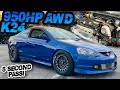 950WHP AWD HONDA K24 RSX 8 SECOND PASS! (10,000RPM 2.2L Destroker + Sequential) - Ep.17