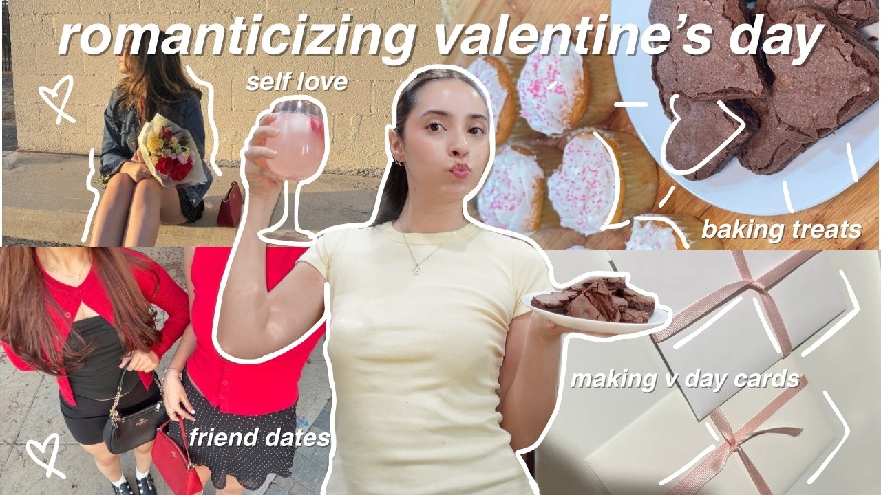 how i romanticized my valentine's day | baking, making v day cards, practicing self love 💌💐