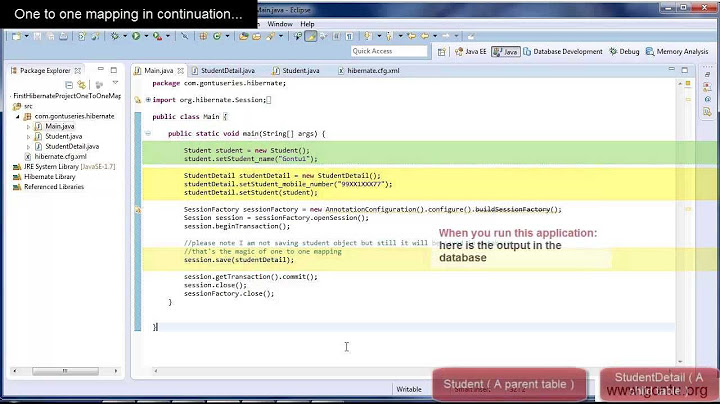 Hibernate Tutorial part 9 - Unidirectional VS Bidirectional One to One Mapping, CascadeType