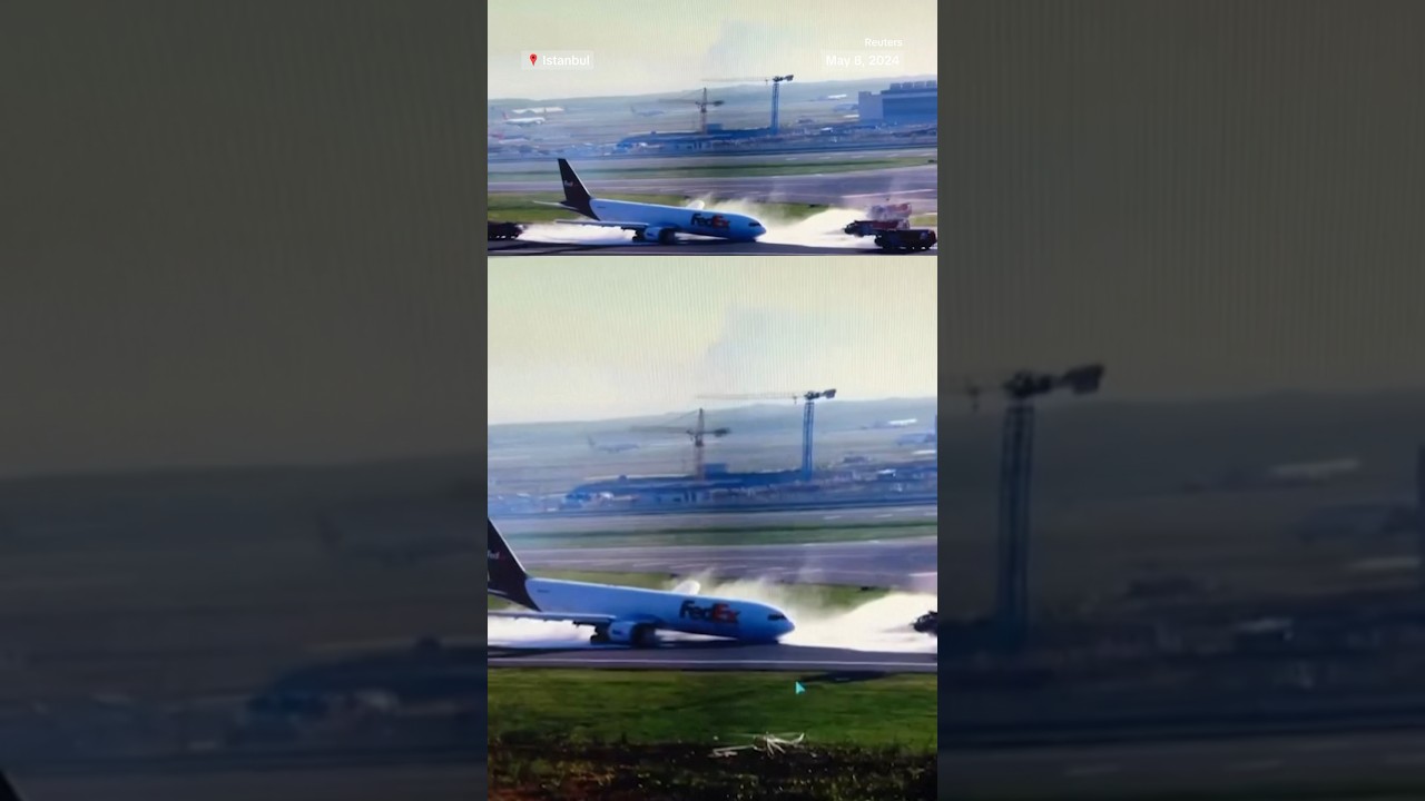 FedEx plane lands without nose wheel FedEx plane lands without nose wheel