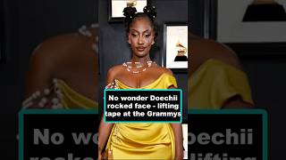 No wonder Doechii rocked face - lifting tape at the Grammys.#celebrity #grammy #doechii #cardib