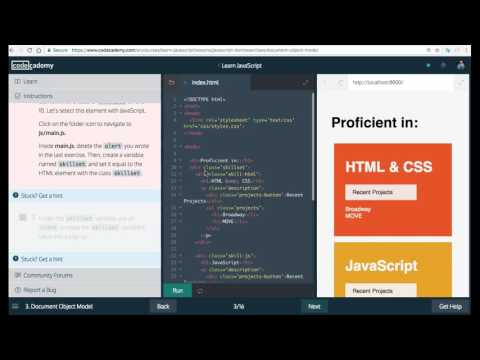 Learn Javascript, Document Object Model, Javascript and the DOM