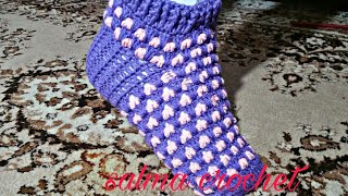 كروشيه حذاء هاف بوت جوارب بناتي نسائي  خطوة بخطوة Crochet shoes women's socks