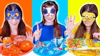 ASMR Eating Only One Color Food Yellow, Orange and Blue Candy Race By LiLiBu