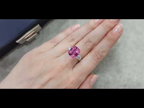 Vivid pink tourmaline in cushion cut 7.34 ct from Nigeria Video  № 3