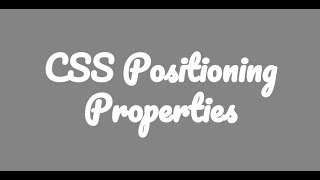 Tutorial: All of the CSS Positioning Properties!!!