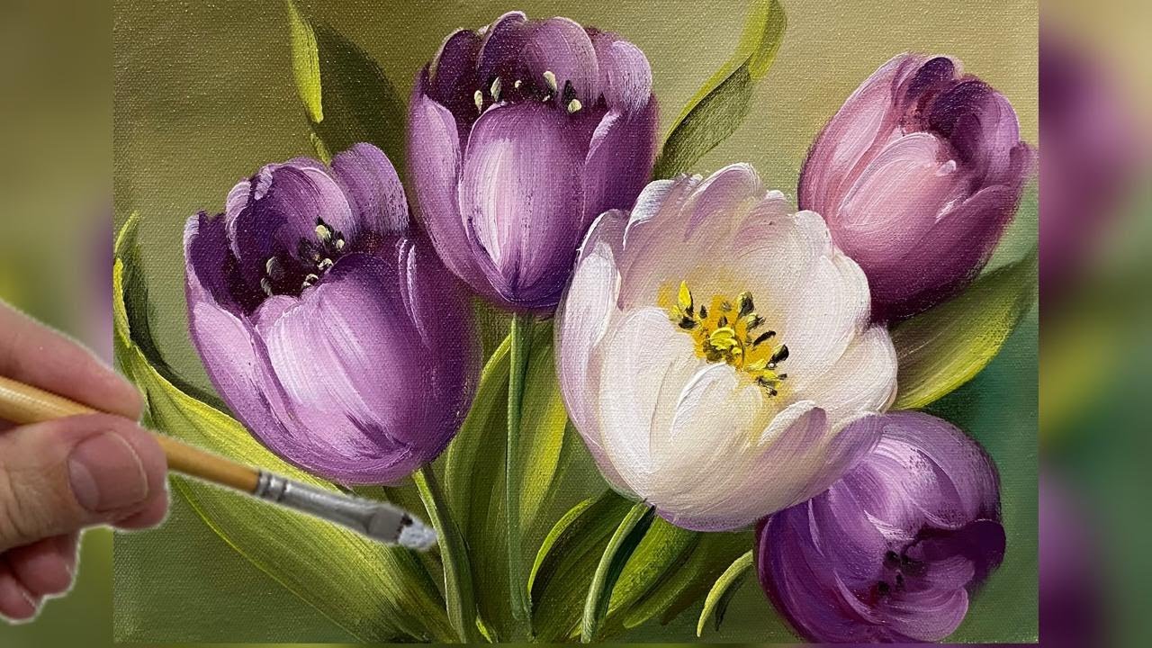 ТЮЛЬПАНЫ / ПОШАГОВАЯ ЖИВОПИСЬ / ЖИВОПИСЬ ДЛЯ НАЧИНАЮЩИХ И ХУДОЖНИКОВ / РЕАЛИСТИЧЕСКАЯ ЖИВОПИСЬ