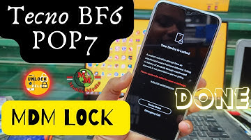 Tecno BF6 How to remove MDM lock Remove Permanent Tecno Pop 7 100% done .