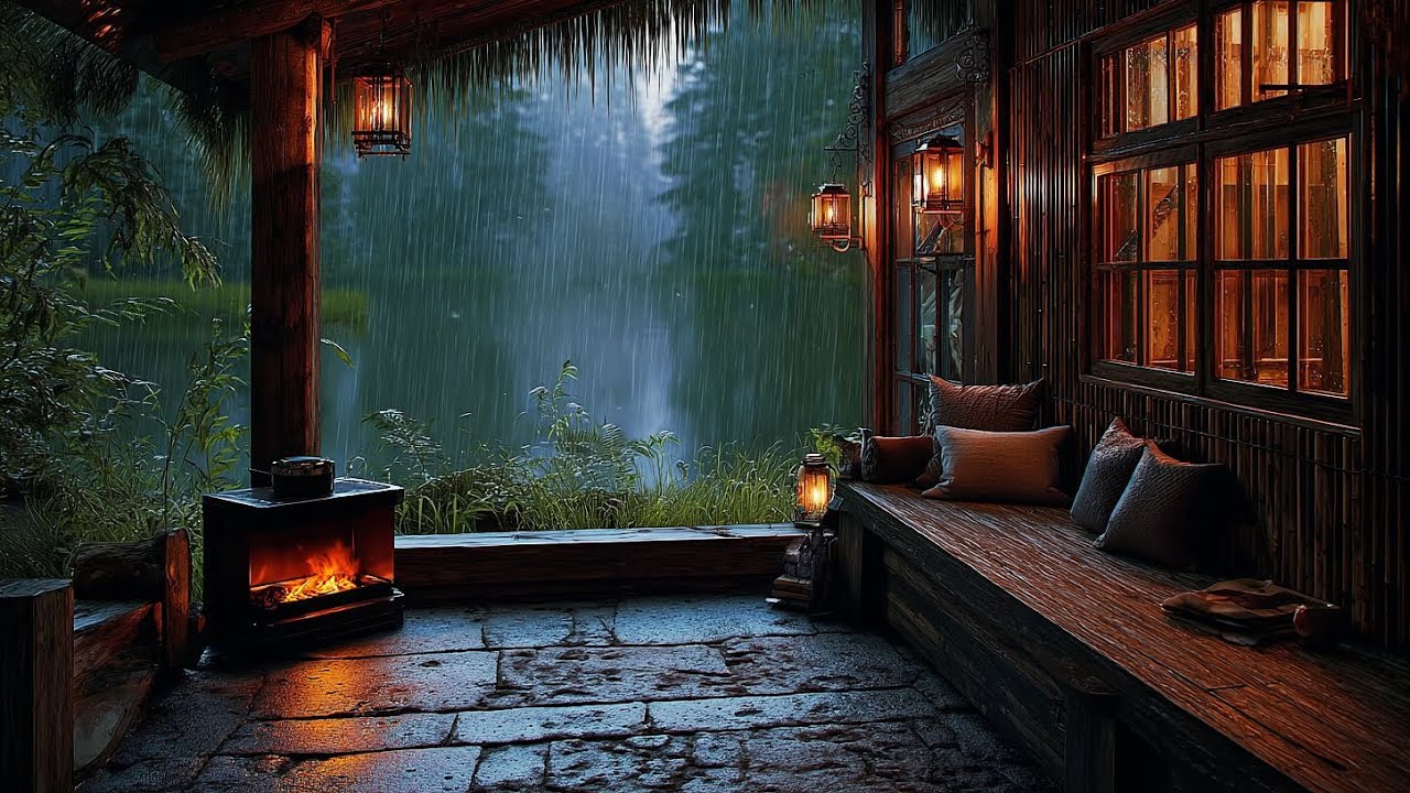 Cozy Cabin in the Rain – Crackling Fireplace & Rain Sounds for Sleep ...