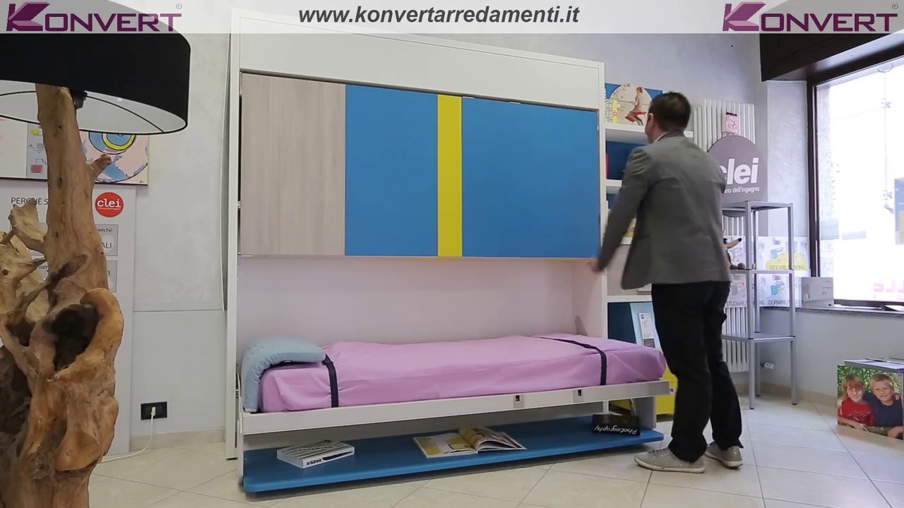 Letto a castello abbattibile con scrivania basculante clei kali duo ... Letti a castello torino