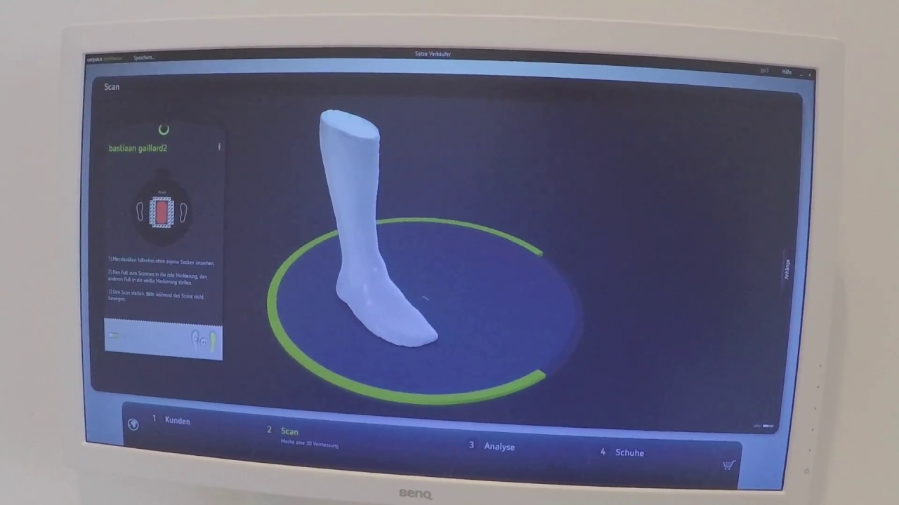 3D foot scan at Go3 in Köln for e-vers cycling shoes - YouTube