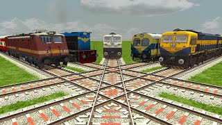 5 Indian Trains Crossing On Bumpy Diamond Railroad Tracks Train Simulator Railroad Crossing