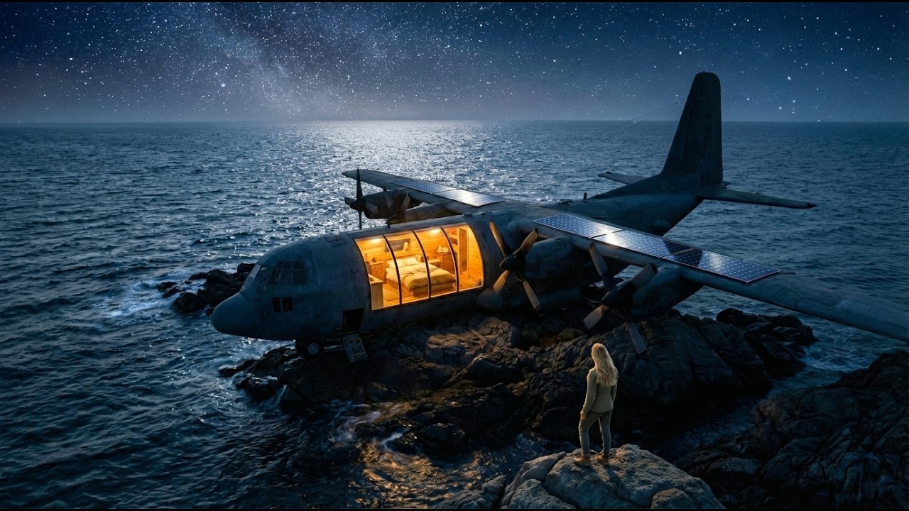 Building a house in the Sea (ASMR) - This girl built a mini House in the Cargo Plane by herself