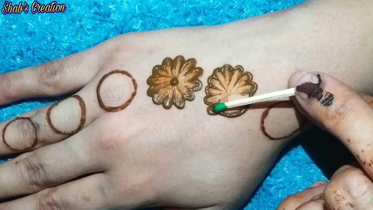 Most Easy Flower Mehndi Design with Matchstick Trick | Simple Mehndi ...