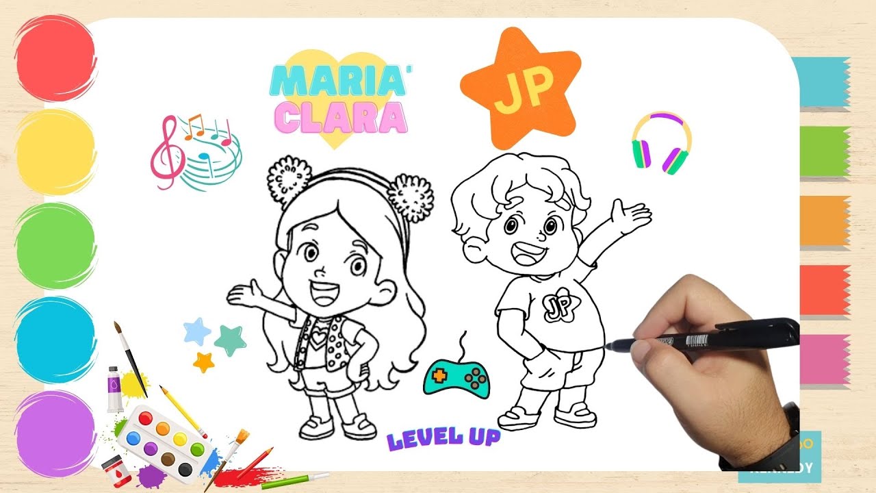 Colorindo os novos desenhos da Maria Clara e JP com Kit de Maquiagem ...