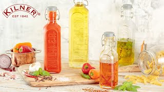 KILNER - New Clip Top Bottle | ソーダガラス製のエンボス加工ガラス瓶。液体の保存に最適です！