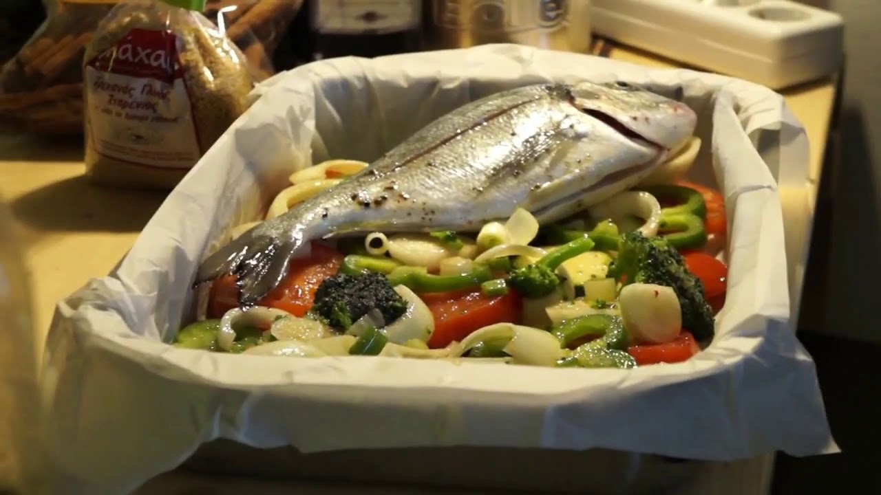 Zeebrasem met groenten in de oven