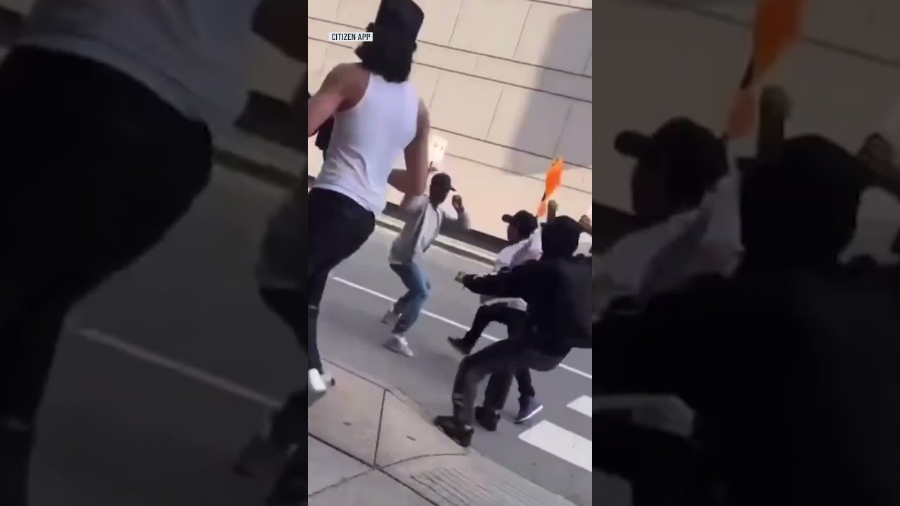 Wild KNIFE FIGHT In Chicago Between Several Men Near Magnificent Mile