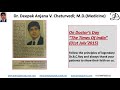 Dr. Deepak Chaturvedi, MD Medicine Amaaya Clinic Mumbai India | Media Clippings  &amp; News Articles.