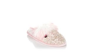 Foot Petals Sequin Knit Slipper with Faux Fur Trim
