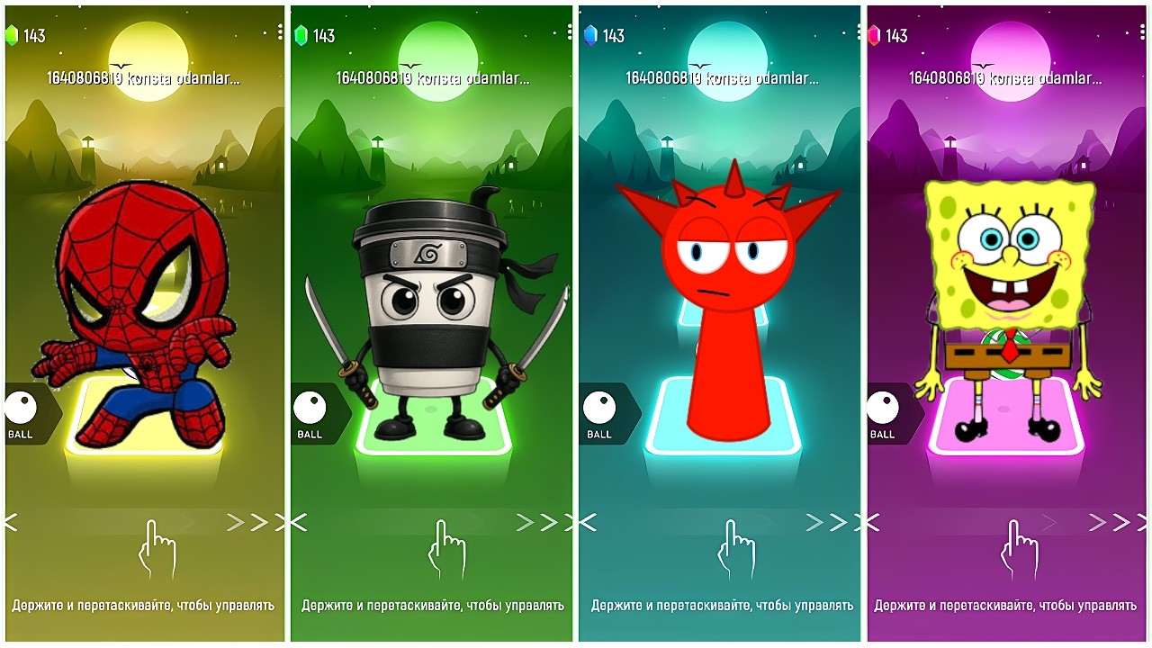 Spiderman vs Italian Brainrot vs Suprunki vs Spange Bob - Tiles Hop EDM Rush