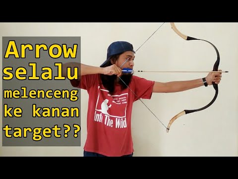 belajar "thumb draw", kenapa anak panah melenceng ke kanan dari target???