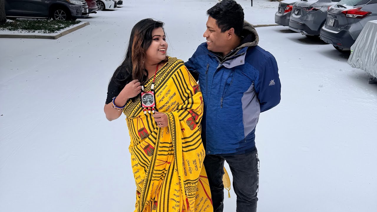 জীবনে প্রথমবার Snow Storm দেখা।-17 temperatures এ শাড়ি পরার সাহস দেখালাম।