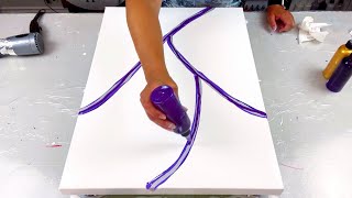 # 477 - RICH Purples🟣with Gold & Silver! 🟡⚪️ Acrylic Pour Painting ~ Fluid Art