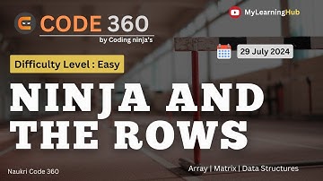 Coding Ninjas Easy Problem Solution | Ninja And The Rows  using Java | 29 July 2024 | Array | Java