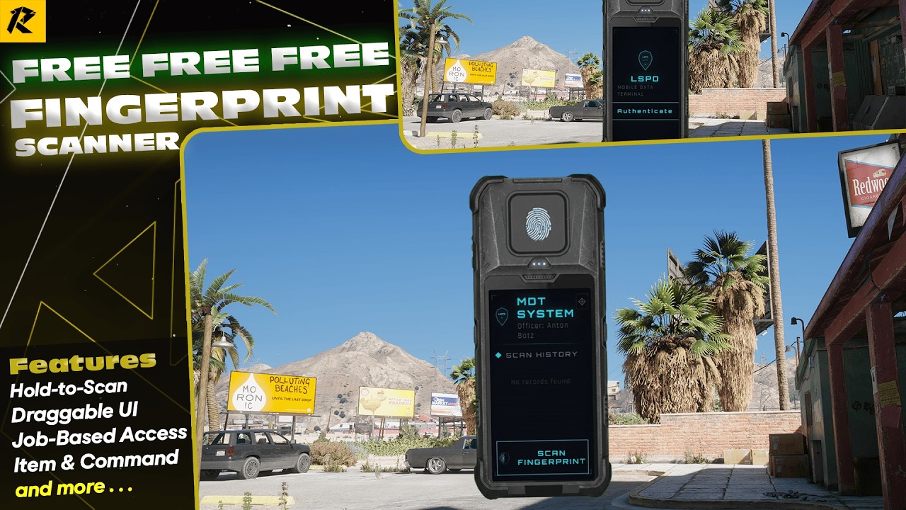 FiveM FREE Fingerprint Scanner | History | Draggable UI | Job Access | ESX/QBCore/QBox
