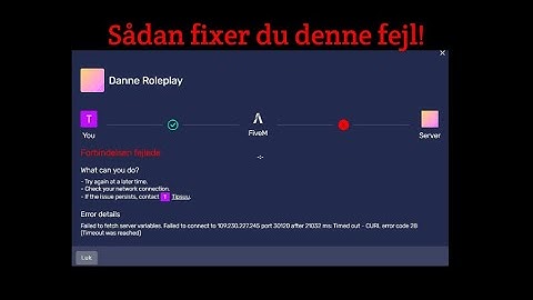 Baba Fejl Fix: Failed to connect port 30120