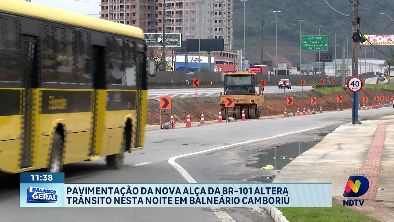 BR-101 terá faixa bloqueada nesta noite para obra em Balneário Camboriú