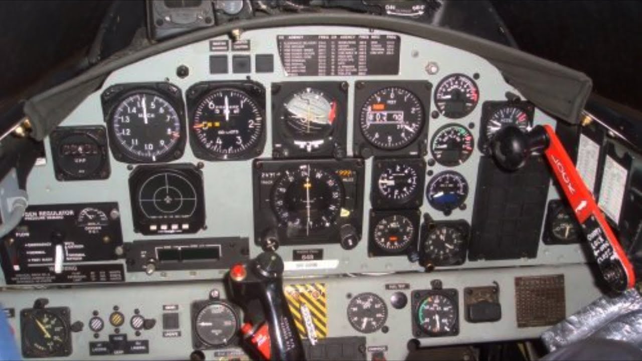 F104 Fighter Jet Cockpit - Analog Instruments, Controls and Buttons