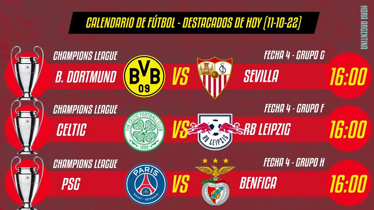 ¿Quien juega hoy? AGENDA de fútbol partidos destacados CHAMPIONS