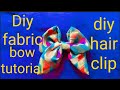 Diy how to make a fabric bow,hair accessories, hair clip , fabric bow tutorial