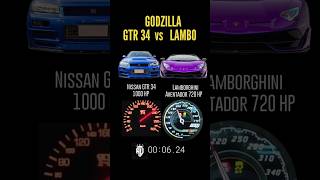 720 HP Lamborghini Aventador vs 1000 HP Nissan GTR R34 Godzilla #race #dragRACE #fast #nissangtr