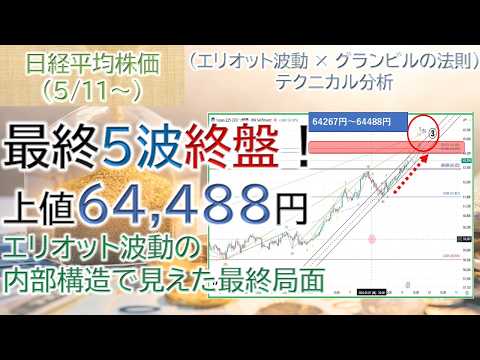 日経平均 上値は64488円か｜エリオット波動で見えた最終局面【日経平均株価（5/11〜）】