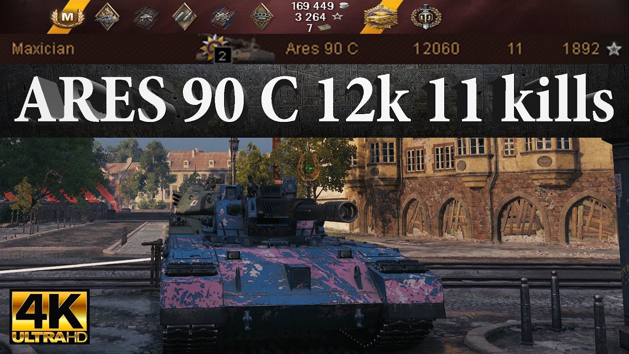 Ares 90 C 12060 dmg 11 kills 1892 exp 1930 block Ultra HD 4K World of Tanks Replay Epic WoT