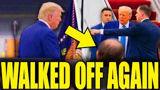 Handlers Grab Trump As He Wanders Off Stage