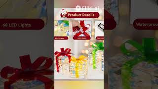 Set Of 3 Christmas Lighted Gift Boxes Plugin 140 Led Light Up Box