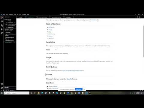 Node.js Generate Readme app