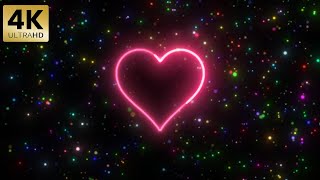 Royalty Free Template Neon Love background Stars Pink Love Hearts Black screen Abstract for Video Ed