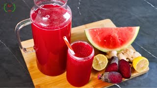 How to Make Beetroot Watermelon Juice | Beetroot Watermelon Ginger Lemon Juice