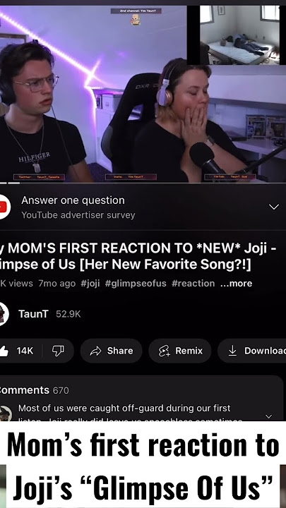 This is the moment Mom fell in love with Joji’s music… #joji #glimpseofus #reaction #music #shorts