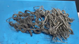 Melting silver coloured copper wire into an ingot