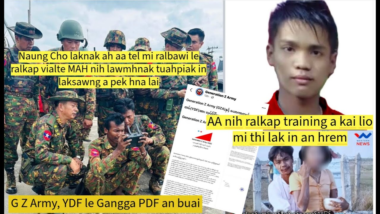 G Z Army/ YDF le Gangaw PDF  an buai. AA nih ralkap training a kai lio mi thi lak in an hrem.