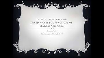 Numerical Analysis II lecture10 Fixed Points for Functions of Several Variables